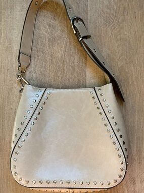 Cream Studded Shoulder Bag
